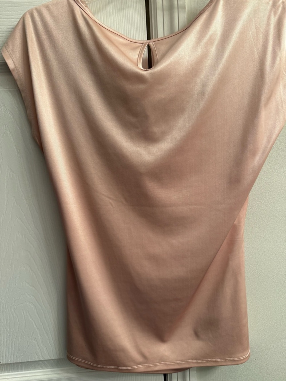 New York & Company Satin Drape Neck Blouse in Rose Gold - Picture 6 of 6